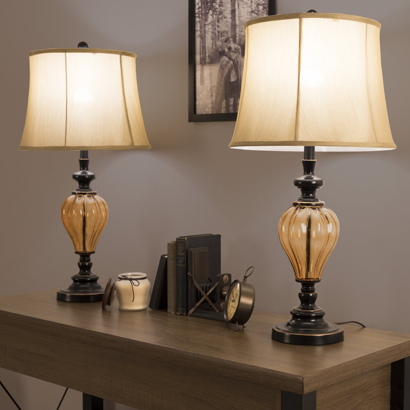 Lavish Home Amber Glass 30" Table Lamp Set & Reviews Wayfair